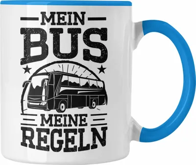 Produktbild von Trendation - Busfahrer Tasse Geschenk Mein Bus Meine Regeln Lustiger Spruch Busfahrerin (Blau)