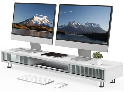 Produktbild von Doppelter Monitorständer mit 2 Glastüren, höhenverstellbar
