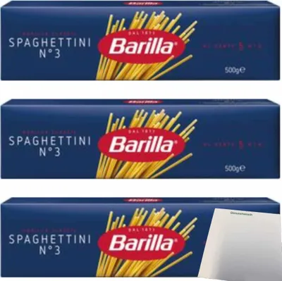 Produktbild von Barilla Spaghettini No3 3er Pack (3x500g Packung) + usy Block