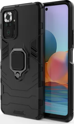 Produktbild von Mobigear Armor Ring  Xiaomi Redmi Note 10 Pro Hülle Hardcase Backcover Stoßfest mit Ringhalter - Schwarz