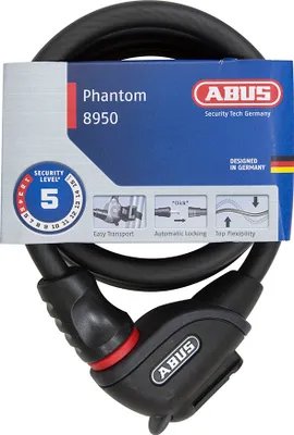 Produktbild von ABUS Kabelschloss PHANTOM 8950/180 KF - Fahrradschloss-Set mit Halterung KF für den Sattelklemmbolzen des Fahrrads - 12/15 mm - ABUS Sicherheitslevel 5 - Schwarz