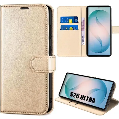 Image de Coque pour Samsung Galaxy S26 Ultra, Protection Flip Case Anti-Rayures Antichoc CuirPolyuréthaneDoré