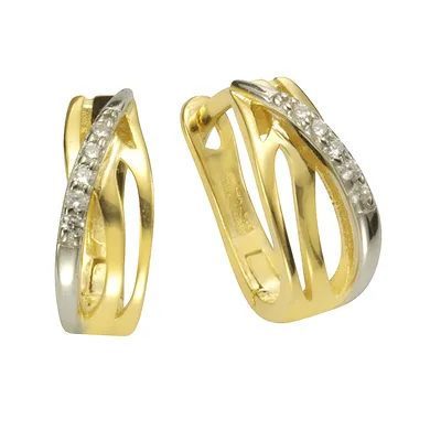 Produktbild von Zeeme Basic Ohrringe 925/- Sterling Silber 1,45cm gelb Zirkonia weiß 025210008-2