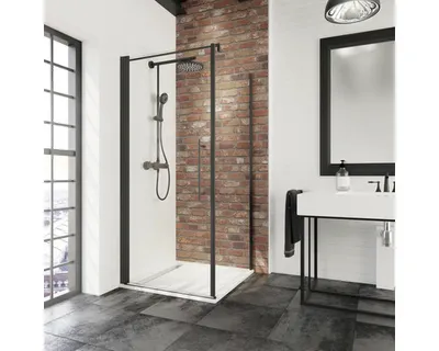 Produktbild von Drehtür inkl. Seitenwand Schulte Alexa Style 2.0 Black Style 80x80 cm Klarglas Profilfarbe schwarz