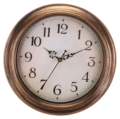 Wanduhr 12 Zoll rund, leise, goldgelb, Retro-Landhausstil, batteriebetrieben