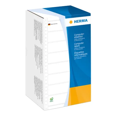 Produktbild von Computeretiketten weiß 147,32x48,4 mm perforiert Papier matt 6000 St.