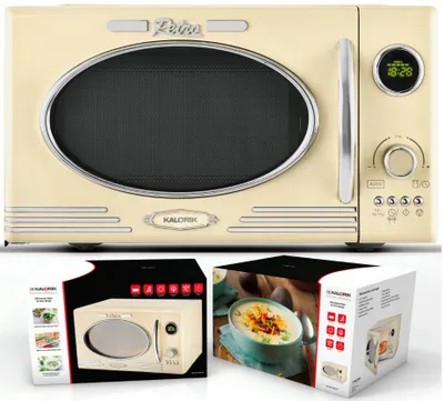Produktbild von Kuchenka Mikrofalowa Grill Mikrofalówka Retro 1000W 23L Kremowa Mikrofala