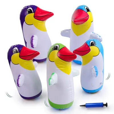 Imagen del producto de Figuras inflables de pingüino, 5 unidades, de colores variados, para fiestas de cumpleaños infantiles