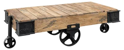 Produktbild von MASSIVMOEBEL24.DE Couchtisch Mango 120x60x43 natur lackiert RAILWAY #160