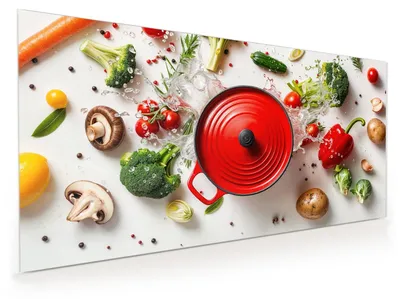 Produktbild von Küchenrückwand Spritzschutz Glas mit Motiv Kochvorbereitung 40 x 40 cm