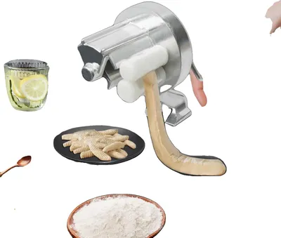Produktbild von Nudelmacher Maschine, Aluminiumlegierung Konstruktion, ergonomischer Griff, manuelle Bedienung, Vibrationsprozess, Abmessungen für Tischdicke