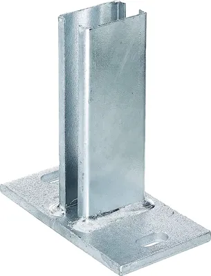 Obrázek produktu pro Alberts 685676 Pfostenträger für Zaunpfosten für Doppelstabmatten, zum Aufschrauben, feuerverzinkt, Platte 150 x 80 mm, für Pfosten 60 x 40 mm
