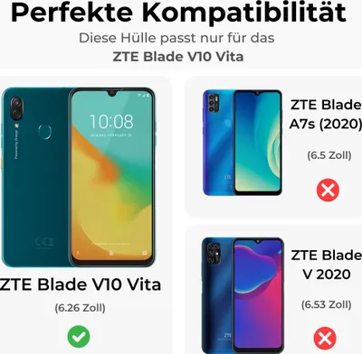 Produktbild von Outdoor Panzer Hülle für ZTE Handyhülle mit Slide Kameraschutz Ringhalter Bumper Blade V10 Vita Rot