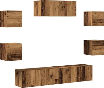 Produktbild von vidaXL 5-teiliges TV-Schrank-Set Wandmontage aus altem Holz