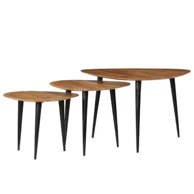 Image de vidaXL Ensemble de 3 tables basses en bois massif d'acacia
