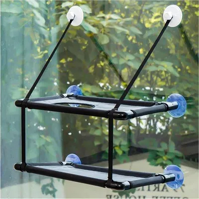 Produktbild von Famanu Katzenhängematte mit stabilen Saugnäpfen - dunkelgrau