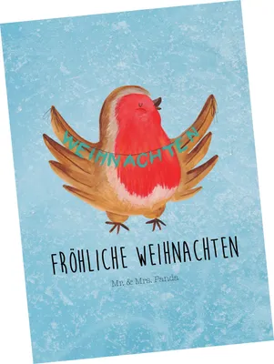 Produktbild von Mr. & Mrs. Panda Postkarte Rotkehlchen Weihnachten - Eisblau - Geschenk, Frohe, Weihnachtsgruß, Ansichtskarte, Postkarten, Winter, Heiligabend, Ansichtskarten, Vogel