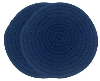 Tischset aus Baumwolle, 18 cm, Set mit 2, marineblau