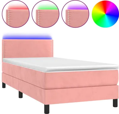 Produktbild von vidaXL Boxspringbett mit Matratze & LED Rosa 100x200 cm Samt