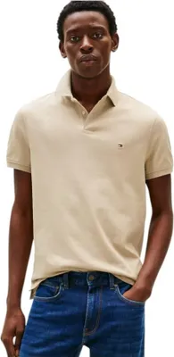 Produktbild von Tommy Hilfiger Polo beige uni normale Passform Baumwolle