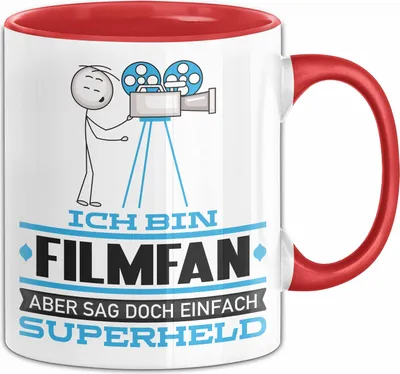 Produktbild von Filmfan Geschenk Tasse Ich Bin Filmfan Aber Sag Doch Einfach Superheld Lustige Geschenkdiee für Filmfan Kaffee-Becher (Rot)