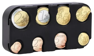 Zdjęcie produktu dla Sortownik monet, 8 przegródek, do przechowywania drobnych monet euro, do samochodu, taksówki, kolor czerwony