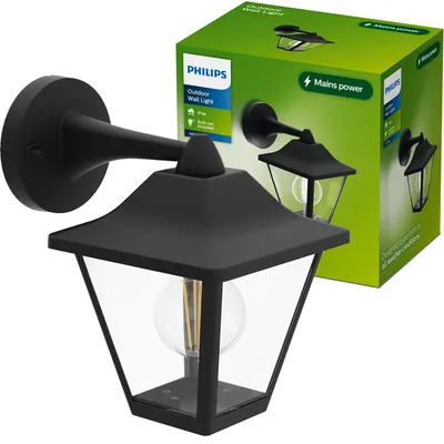 Produktbild von Philips Wandleuchten Juli, 25 W, E27, ohne Leuchtmittel, Schwarz, Aluminium, I, Modern, Garage, Garten, Terrasse, Wasserfest, Beständig gegen Rost, Staubresistent, Wasserdicht