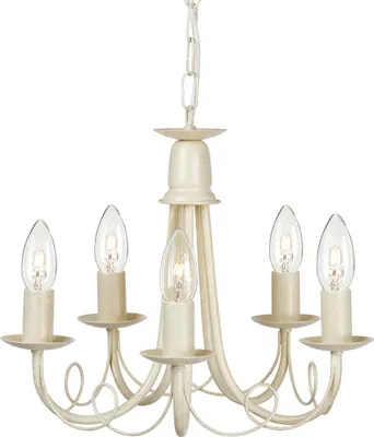 Immagine prodotto di Lampadario Minster avorio-patina dorata 5xE14x60W metallo, dimensioni: 101x37x37 cm, IP20, Elstead