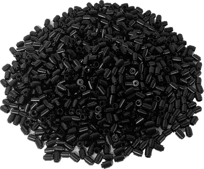 A pile of small black cylindrical objects.