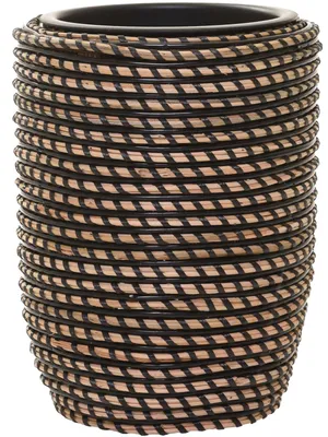 Produktbild von VIVANNO Blumentopf Rattan MACETA Rund, Umbra geflochten - 24x32 cm