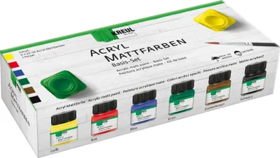 Produktbild von Kreul Acryl Mattfarben Basis Set 6er Set je 20 ml