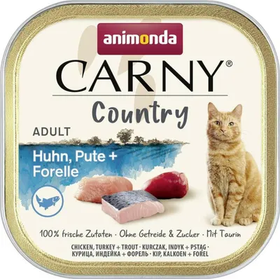 Produktbild von animonda Carny Adult Country Huhn, Pute + Forelle 100 g, Adult, jede Rasse, Forelle, Türkei, 100 g, Getreidefrei, Ohne Soja