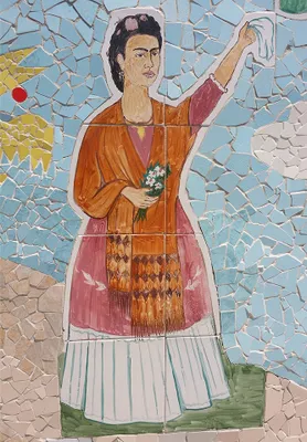 Produktbild von Kunstdruck auf Leinwand - Mosaik von Frida Kahlo - Wanddeko, Canvas cm. 50x70