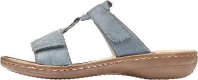 Produktbild von Rieker Damen Pantolette mit Klettverschluss und T-Riemen 60885, Größe:40 EU, Farbe:Blau