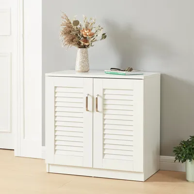 Produktbild von Schuhschrank 'Løten' Schuhregal 63 x 36 x 62 cm mit 2 Türen und 3 Ablagen Weiß