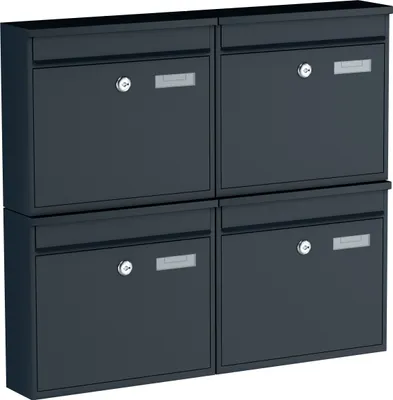 Produktbild von BASI - Briefkasten - SET - 4x BK 360M - Stahl matt anthrazit - 4x2170-0902