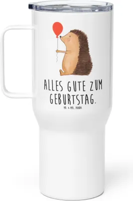 Produktbild von Mr. & Mrs. Panda Thermobecher Igel Luftballon - Weiß - Geschenk, Großer, Kaffee-to-go-Becher, Lustige Sprüche, Glückwunsch, Kaffee-Thermobecher, thermosbecher, Herzlichen