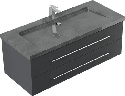 Produktbild von Badmöbel Granit G654 Damo 130 cm 1 Hahnloch SoftClose grafit : Grafit Varianten: Grafit