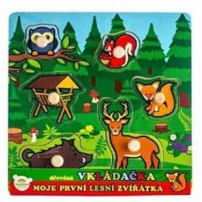 Obrázek produktu pro Teddies Vkládačka dřevěná Moje první zvířátka lesní 6 ks 22,5x22,5x2,5 cm 12m+ MPZ