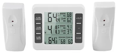 Digitales Kühlschrank-Thermometer, 2 Sensoren, Min/Max, Alarm