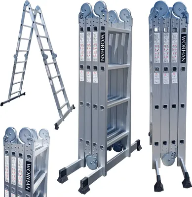 Produktbild von WORHAN MEHRZWECKLEITER ANLEGELEITER STEHLEITER 460cm AUS Aluminium Leiter Neu 4,6m KS4.6