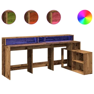 Image de Bureau avec lumières LED vieux bois bois d'ingénierie