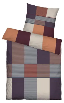 Produktbild von Satin-Wende-Bettwäsche - 135 x 200 cm - Koralle - Lila - Beige - mit Reißverschluss