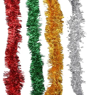 Lametta-Girlande 8er-Set, 4 Farben, 2 m lang, 9 cm breit