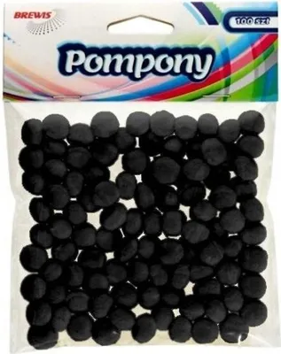 Zdjęcie produktu dla Czarne pompony 10 mm, 100 sztuk (artykuły szkolne i papiernicze)