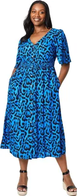 Image de Dorothy Perkins - Robe midi boutonnée sur le devant pour femme DP5386 (44 FR) (Bleu)