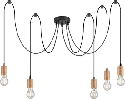Zdjęcie produktu dla Lampa wisząca Dollien czarno-brązowa 5xE27x40W metal wym:210x4,5x4,5cm IP20 Rabalux
