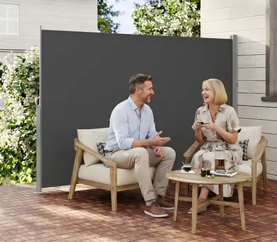 Produktbild von SONGMICS Seitenmarkise 500 x 180 cm, mit Stahl-Kasten, rostbeständig, ausziehbar, grau