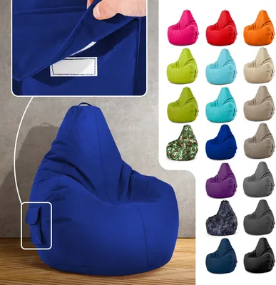 Produktbild von Green Bean® Sitzsack mit Rückenlehne "Cozy" 80x70x90cm - Gaming Chair mit 230L EPS Perlen Füllung - Blau