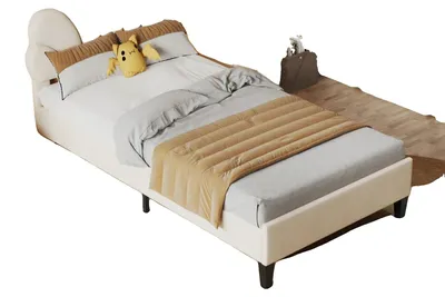 Image de Lit d'enfant, design élégant, structure robuste, 90 x 200 cm, beige